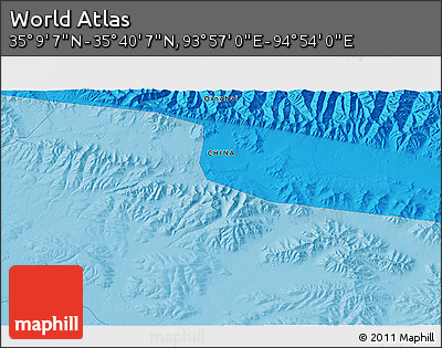 Political 3D Map of the Area around 35° 24' 37" N, 94° 25' 30" E