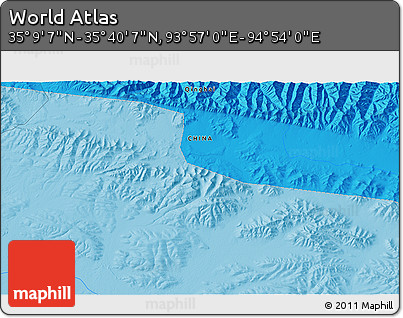Political 3D Map of the Area around 35° 24' 37" N, 94° 25' 30" E