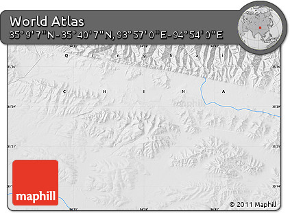 Physical Map of the Area around 35° 24' 37" N, 94° 25' 30" E