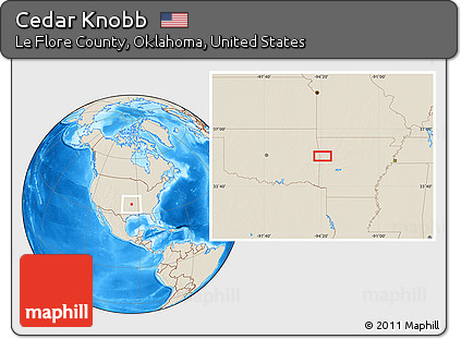 Shaded Relief Location Map of Cedar Knobb