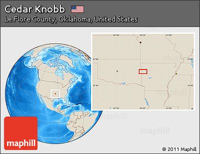 Shaded Relief Location Map of Cedar Knobb