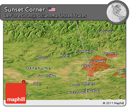 Satellite Panoramic Map of Sunset Corner