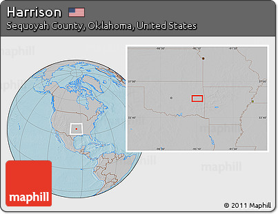 Gray Location Map of Harrison, hill shading