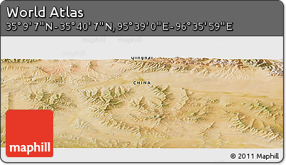 Satellite Panoramic Map of the Area around 35° 24' 37" N, 96° 7' 30" E