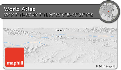 Physical Panoramic Map of the Area around 35° 24' 37" N, 96° 58' 29" E