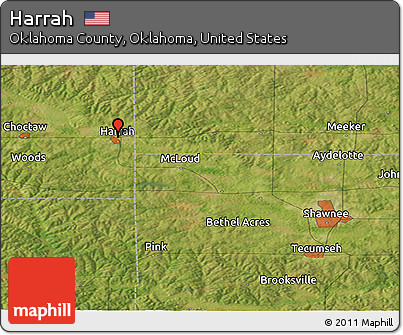 Satellite Panoramic Map of Harrah