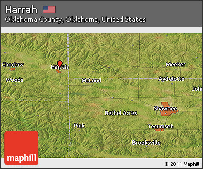 Satellite Panoramic Map of Harrah