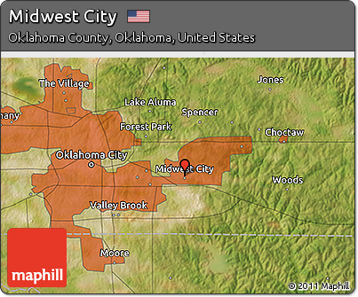Satellite 3D Map of Midwest City
