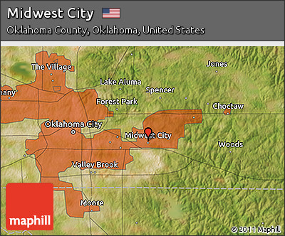 Satellite 3D Map of Midwest City
