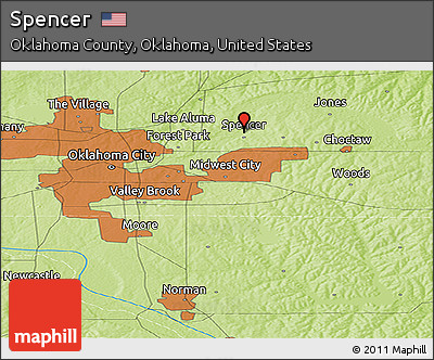 Physical Panoramic Map of Spencer