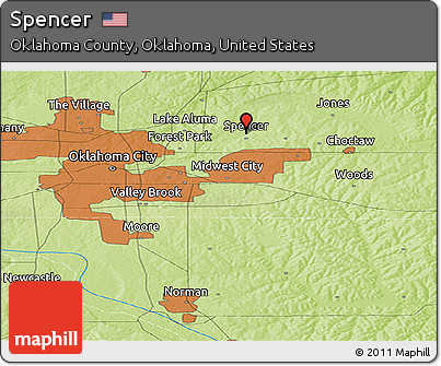 Physical Panoramic Map of Spencer