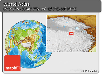 Physical Location Map of the Area around 35° 24' 37" N, 98° 40' 30" E