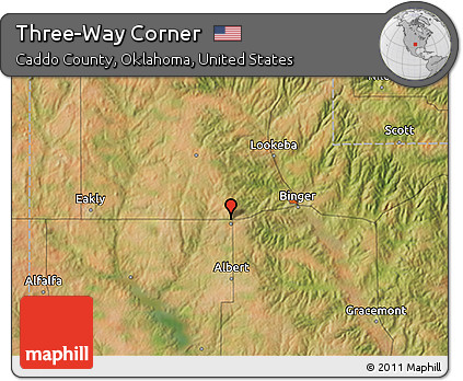 Satellite 3D Map of Three-Way Corner