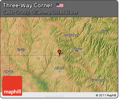 Satellite 3D Map of Three-Way Corner