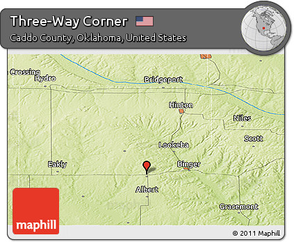 Physical Panoramic Map of Three-Way Corner