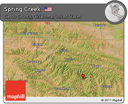 Satellite Panoramic Map of Spring Creek