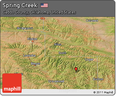 Satellite Panoramic Map of Spring Creek