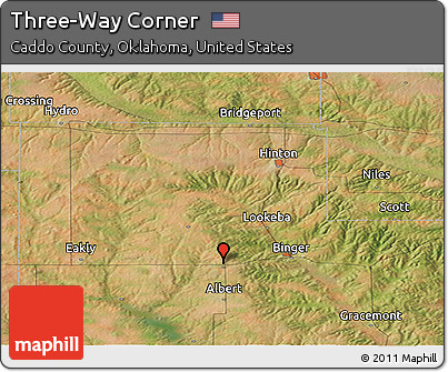 Satellite Panoramic Map of Three-Way Corner