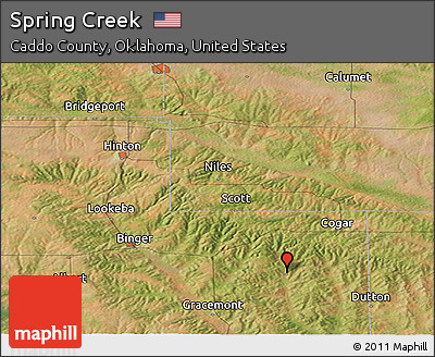 Satellite Panoramic Map of Spring Creek