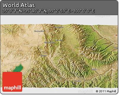 Satellite 3D Map of the Area around 35° 24' 37" N, 99° 31' 30" E