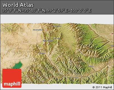 Satellite 3D Map of the Area around 35° 24' 37" N, 99° 31' 30" E