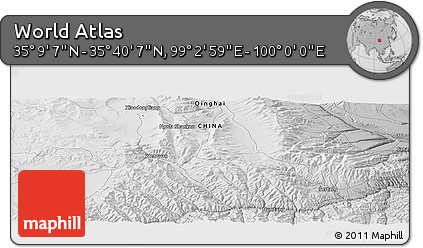 Physical Panoramic Map of the Area around 35° 24' 37" N, 99° 31' 30" E