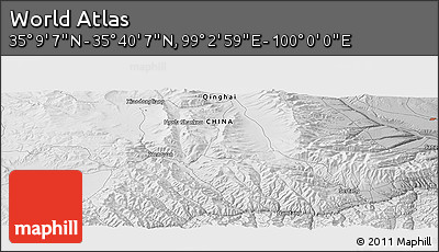 Physical Panoramic Map of the Area around 35° 24' 37" N, 99° 31' 30" E