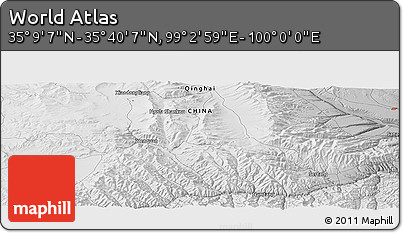 Physical Panoramic Map of the Area around 35° 24' 37" N, 99° 31' 30" E