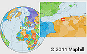 Political Location Map of the area around 35° 52' 19" N, 0° 55' 29" E