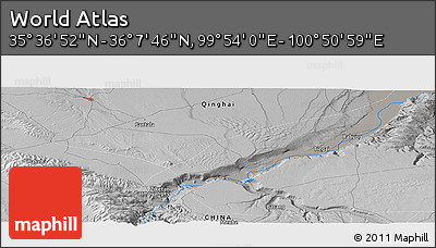 Physical Panoramic Map of the Area around 35° 52' 19" N, 100° 22' 30" E
