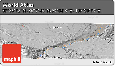 Physical Panoramic Map of the Area around 35° 52' 19" N, 100° 22' 30" E