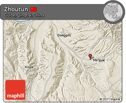 Shaded Relief 3D Map of Zhoutun