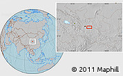 Gray Location Map of the area around 35° 52' 19" N, 104° 37' 30" E, hill shading