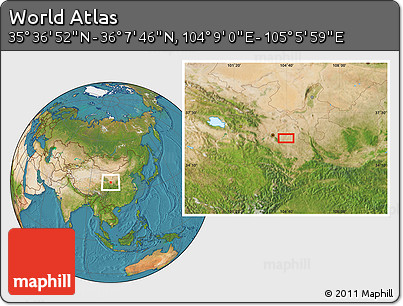 Satellite Location Map of the Area around 35° 52' 19" N, 104° 37' 30" E