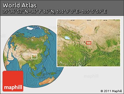 Satellite Location Map of the Area around 35° 52' 19" N, 104° 37' 30" E