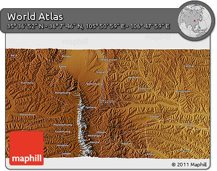 Physical 3D Map of the Area around 35° 52' 19" N, 106° 19' 29" E