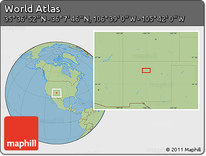 Savanna Style Location Map of the Area around 35° 52' 19" N, 106° 10' 30" W