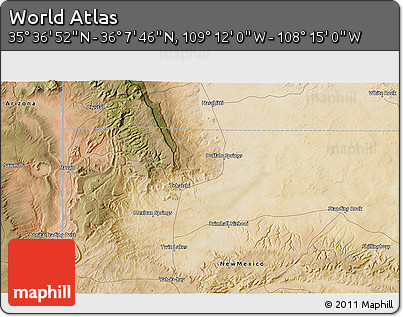 Satellite 3D Map of the Area around 35° 52' 19" N, 108° 43' 29" W