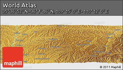 Physical Panoramic Map of the Area around 35° 52' 19" N, 109° 43' 29" E