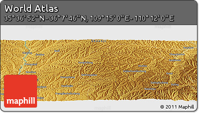 Physical Panoramic Map of the Area around 35° 52' 19" N, 109° 43' 29" E