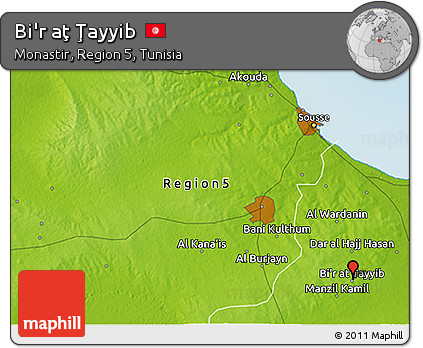 Physical 3D Map of Bi'r Aţ Ţayyib