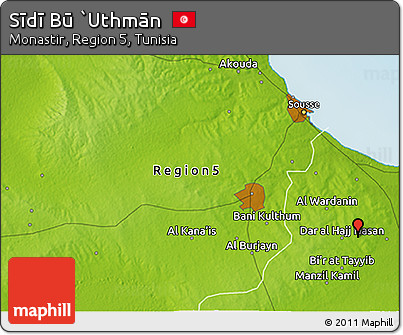 Physical 3D Map of Sīdī Bū `Uthmān