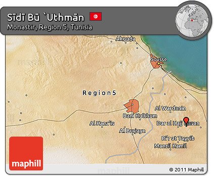 Satellite 3D Map of Sīdī Bū `Uthmān