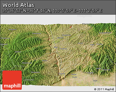 Satellite 3D Map of the Area around 35° 52' 19" N, 110° 34' 29" E