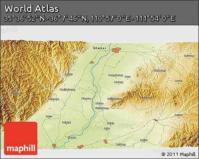 Physical 3D Map of the Area around 35° 52' 19" N, 111° 25' 30" E