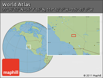 Savanna Style Location Map of the Area around 35° 52' 19" N, 117° 13' 29" W