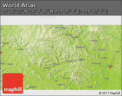 Physical 3D Map of the Area around 35° 52' 19" N, 118° 13' 29" E