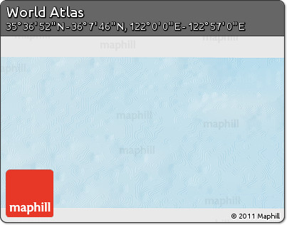 Physical 3D Map of the Area around 35° 52' 19" N, 122° 28' 29" E