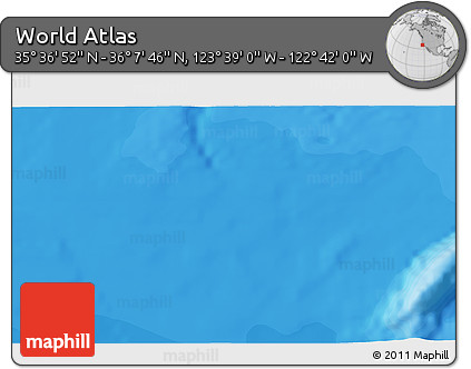 Political 3D Map of the Area around 35° 52' 19" N, 123° 10' 30" W