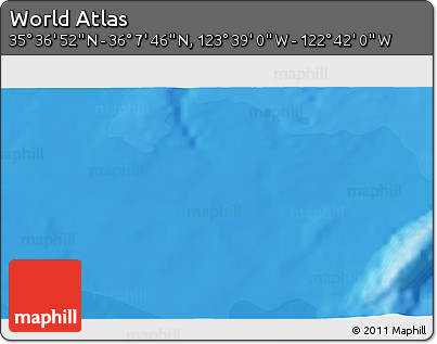 Political 3D Map of the Area around 35° 52' 19" N, 123° 10' 30" W
